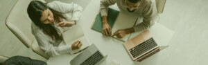 Operations director reviewing managed IT performance with a customer success manager in Atlanta