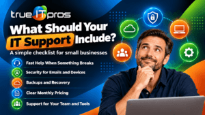 Atlanta small business owner reviewing a managed IT services agreement with an IT provider, including support, cybersecurity, and service level terms.